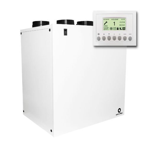 Aerauliqa QR-550A központi hővisszanyerős szellőztető, LCD kijelzős vezérléssel