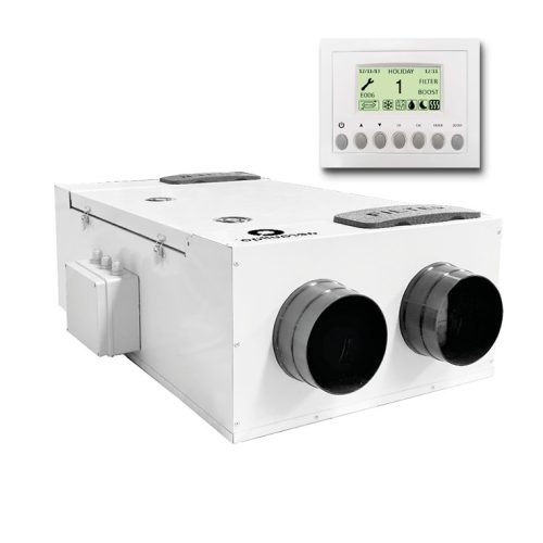 Aerauliqa QR-340A központi hővisszanyerős szellőztető, LCD kijelzős vezérléssel