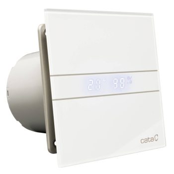   Cata E-100GTH ventilátor üveg előlappal, utószellőztető, alapszellőztető és páraérzékelő funkcióval, fehér