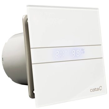   Cata E-120GTH ventilátor üveg előlappal, utószellőztető, alapszellőztető és páraérzékelő funkcióval, fehér