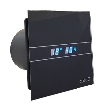   Cata E-120GTH BK ventilátor üveg előlappal, utószellőztető, alapszellőztető és páraérzékelő funkcióval, fekete
