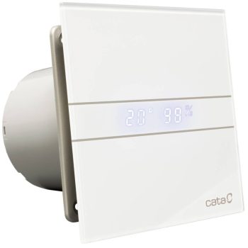   Cata E-150GTH ventilátor üveg előlappal, utószellőztető, alapszellőztető és páraérzékelő funkcióval, fehér