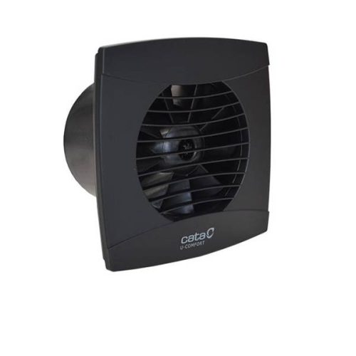 Cata UC-10 Timer fekete ventilátor utószellőztető funkcióval, pillangószeleppel