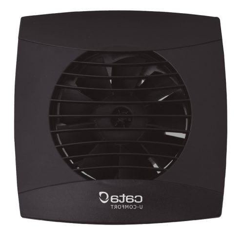 Cata UC-12 Hygro fekete ventilátor utószellőztető és páraérzékelő funkcióval, fordulatszám állítási lehetőséggel, pillangószeleppel