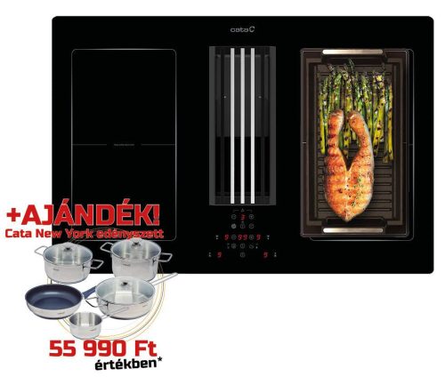 CATA - IAS-770 indukciós főzőlap beépített elszívóval + CATA NEW YORK edényszett
