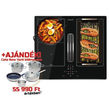   CATA - AS-600 indukciós kerámialap beépített elszívóval + CATA NEW YORK edényszett