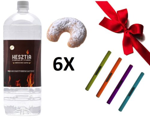 HESZTIA Bioetanol 1,9 L Vaníliás kifli - 6db - Ajándék színes gyújtópálcával