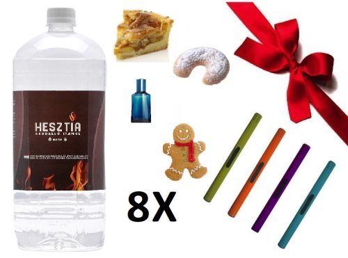 HESZTIA Bioetanol 1,0 L Vegyes Összeállítás - 8db - Ajándék színes gyújtópálcával 
