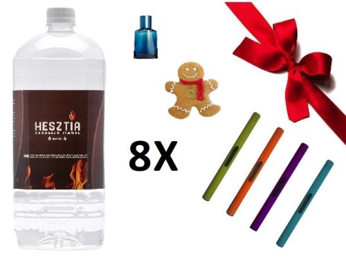HESZTIA Bioetanol 1,0 L 4db Mézeskalács + 4db Havas kasmír - Ajándék színes gyújtópálcával