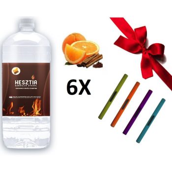  HESZTIA Bioetanol 1,9 L Narancs-Fahéj - 6db - Ajándék színes gyújtópálcával 