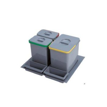   EKOTECH - Beépíthető hulladékgyűjtő PRACTIKO 600 - 1x15 liter + 2x7 liter + 2 tartó