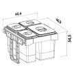 EKOTECH - Beépíthető hulladékgyűjtő FREE JAZZ 45 - 1x26 liter+3x7 liter