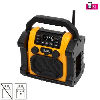   SAL BTWORKPRO munka- és szabadidő hangszóró, multimédia lejátszó, Bluetooth, LED lámpa, power bank, IP55, ütésálló