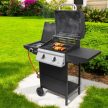 Home GRG02 gázgrill, 2 főégővel, 1 oldalégővel, 3,2 kW égőnkénti teljesítmény, 440x400 mm sütőfelület, nyomásszabályozó készlettel