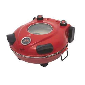  HOME HGPZ30 elektromos pizzasütő, 1200W, max. 430 °C, mechanikus hőmérő, pizzakő, duplafalú ablak, alsó/felső sütés