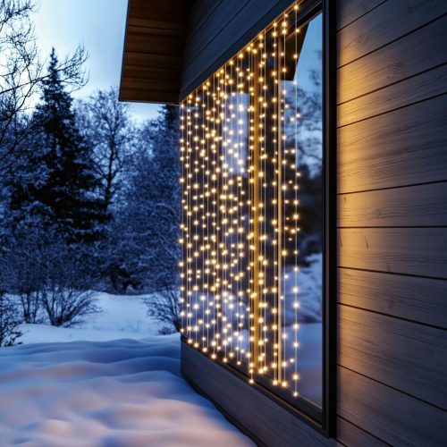 HOME KAF400DWW DOT LED-es fényfüggöny, 400 db melegfehér DOT LED, 2x2m, 8 program, ismétlődő időzítés, hálózati tápellátás, kül- és beltéri kivitel