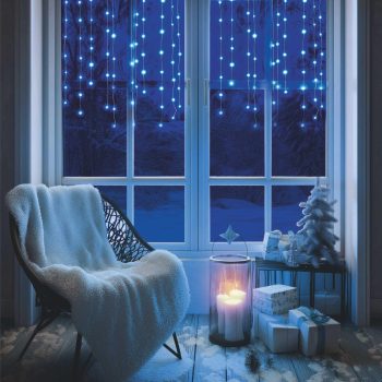   HOME KAF50DLEDWH DOT LED-es fényfüggöny, 50db hidegfehér DOT LED, 81cm, állófényű, adapteres tápellátás, beltéri kivitel