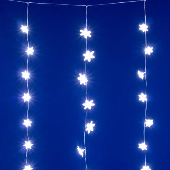   HOME KAF50WH LED-es hópehely fényfüggöny, 1,35 m, 50 db hidegfehér LED, hálózati tápellátás, beltéri kivitel