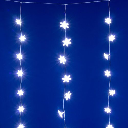 HOME KAF50WH LED-es hópehely fényfüggöny, 1,35 m, 50 db hidegfehér LED, hálózati tápellátás, beltéri kivitel