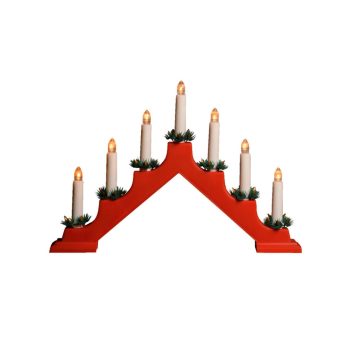   Home KAL 01 gyertyapiramis, beltéri kivitel, 7 db melegfehér állófényű LED, 10 cm magas gyertyák, piros
