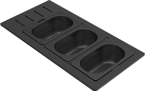 ELLECI - Tároló edény háromrészes gourmet 433 HPL kerettel - Fekete