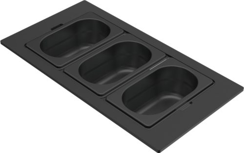 ELLECI - Tároló edény háromrészes gourmet 410 HPL kerettel - Fekete