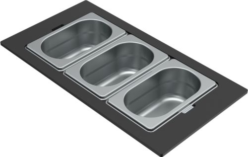 ELLECI- Tároló edény háromrészes gourmet 410 inox HPL kerettel  