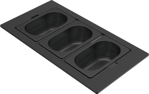 ELLECI - Tároló edény háromrészes gourmet 378 HPL kerettel - Fekete