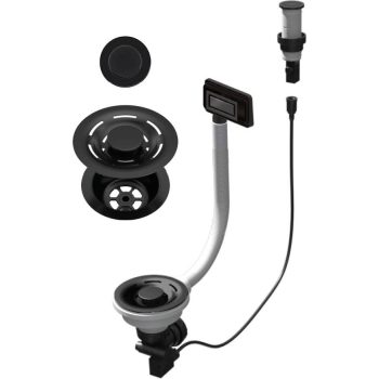   ELLECI - FLOW-PRO OPEN UP (nyomógombos) automata dugókiemelő egymedencés mosogatókhoz - fekete