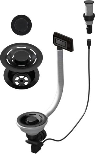 ELLECI - FLOW-PRO OPEN UP (nyomógombos) automata dugókiemelő egymedencés mosogatókhoz - fekete