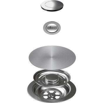   ELLECI - GHOST OPEN UP (nyomógombos) automata dugókiemelő egymedencés mosogatókhoz - inox