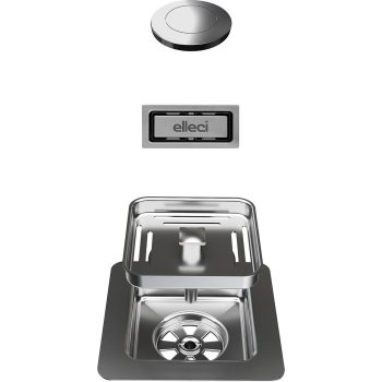   ELLECI - SQUARE (PUSH-CONTROL OPEN UP) automata dugókiemelő egymedencés mosogatókhoz - inox