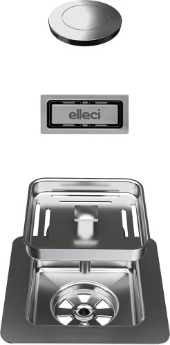 ELLECI - SQUARE (PUSH-CONTROL OPEN UP) automata dugókiemelő egymedencés mosogatókhoz - inox