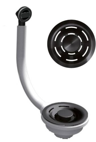 ELLECI - FLOW szűrő és túlfolyó egymedencés mosogatókhoz - fekete