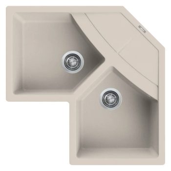   ELLECI - Gránit mosogatótálca Unico CORNER sarok G39 Bianco soft