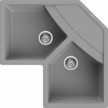   ELLECI - Gránit mosogatótálca Unico CORNER sarok G48 Cemento