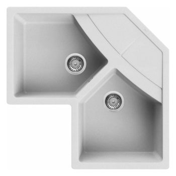   ELLECI - Gránit mosogatótálca Unico CORNER sarok G68 Bianco
