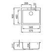 ELLECI - Gránit mosogatótálca Quadra 105 M79 Aluminium