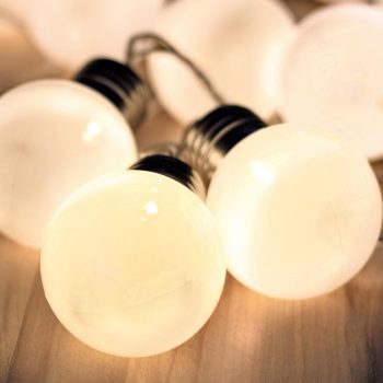   Home LP 20/WW LED-es villanykörte fényfüzér, 9,5 m / 20 db melegfehér LED, villanykörte búra, állófényű, átlátszó vezeték, adapter, kül- és beltéri kivitel