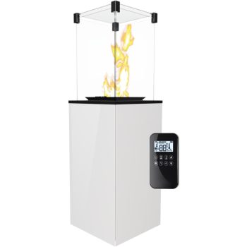   PATIO MINI TERASZMELEGÍTŐ FEHÉR ÜVEG ELŐLAPPAL TÁVIRÁNYÍTÓVAL