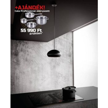   SIRIUS - Beépíthető indukciós főzőlap beépített elszívóval  S-DDH6 AUTOMATIC fekete Sense lámpával + CATA - PROFESSIONAL edényszett