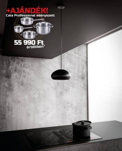 SIRIUS - Beépíthető indukciós főzőlap beépített elszívóval  S-DDH6 AUTOMATIC fekete Sense lámpával + CATA - PROFESSIONAL edényszett