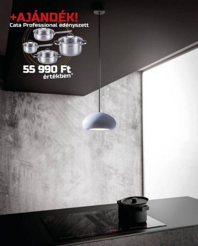 SIRIUS - Beépíthető indukciós főzőlap beépített elszívóval S-DDH6 AUTOMATIC fehér Sense lámpával + CATA - PROFESSIONAL edényszett