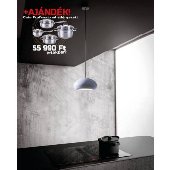   SIRIUS - Beépíthető indukciós főzőlap beépített elszívóval S-DDH6 AUTOMATIC fehér Supernova lámpával + CATA - PROFESSIONAL edényszett