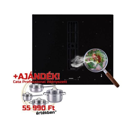 SIRIUS - Beépíthető indukciós főzőlap beépített elszívóval S-DDH6 60 cm + CATA - PROFESSIONAL edényszett