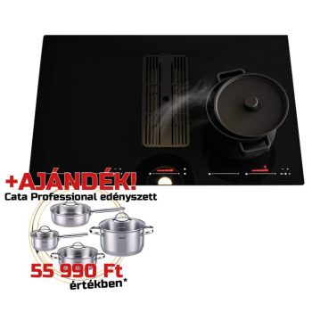   SIRIUS - Beépíthető indukciós főzőlap beépített elszívóval S-DDH6 78 cm + CATA - PROFESSIONAL edényszett