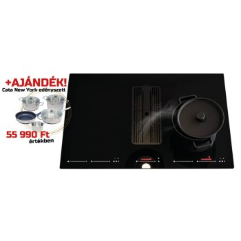   SIRIUS - S-DDH6 SYNTHESIS BRUSHLESS indukciós főzőlap beépített elszívóval + CATA NEW YORK edényszett