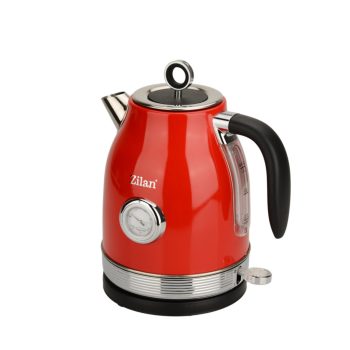   Zilan ZLN7033 retró vízforraló, 2200 W, 1,7 liter, hőmérsékletkijelzés, 360°-ban forgatható, piros